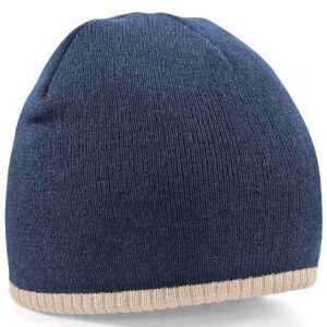 Beechfield Two Tone Pull-On Beanie | French Navy/Stone