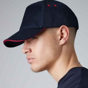 Beechfield Ultimate 5 Panel Cap with Sandwich Peak | French Navy/Classic Red