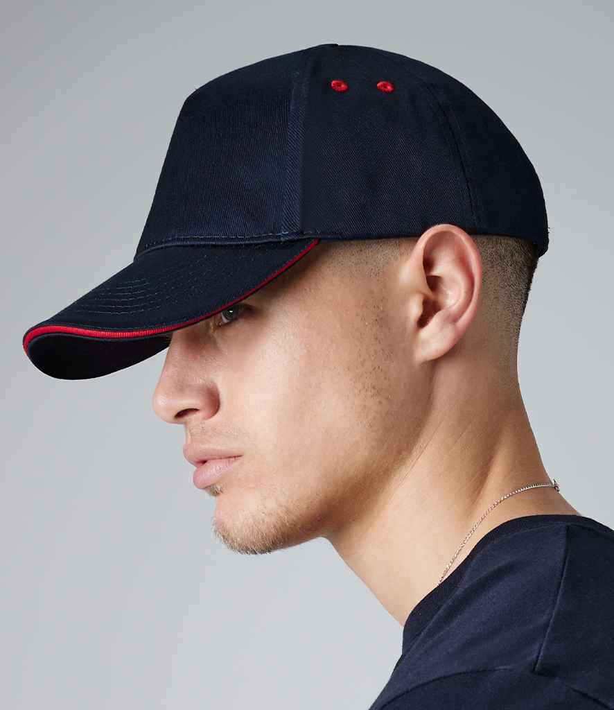 Beechfield Ultimate 5 Panel Cap with Sandwich Peak | French Navy/Classic Red