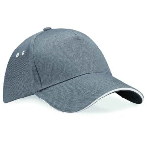 Beechfield Ultimate 5 Panel Cap with Sandwich Peak | Graphite Grey/Oyster Grey
