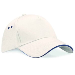 Beechfield Ultimate 5 Panel Cap with Sandwich Peak | Putty/French Navy