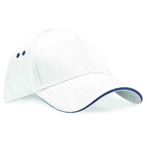 Beechfield Ultimate 5 Panel Cap with Sandwich Peak | White/French Navy