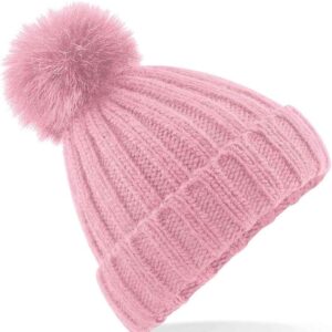 Beechfield Verbier Fur Pop Pom Beanie | Dusky Pink