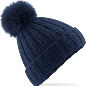 Beechfield Verbier Fur Pop Pom Beanie | Navy