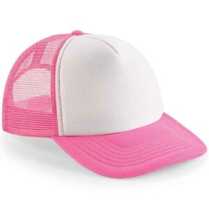 Beechfield Vintage Snapback Trucker Cap | Fluorescent Pink/White