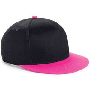 Beechfield Youth Snapback Cap | Black/Fuchsia