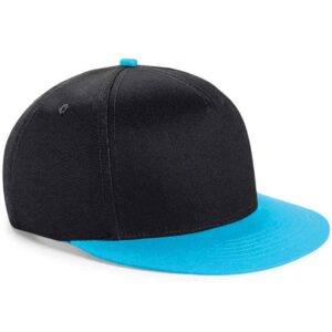 Beechfield Youth Snapback Cap | Black/Surf Blue