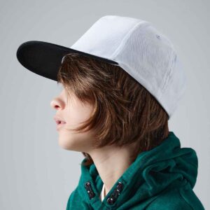 Beechfield Youth Snapback Cap | White/Black