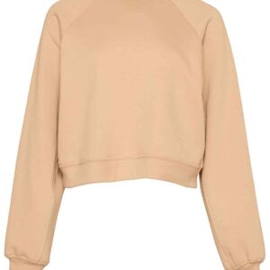 Bella Ladies Raglan Cropped Pullover Sweatshirt | Heather Sand Dune