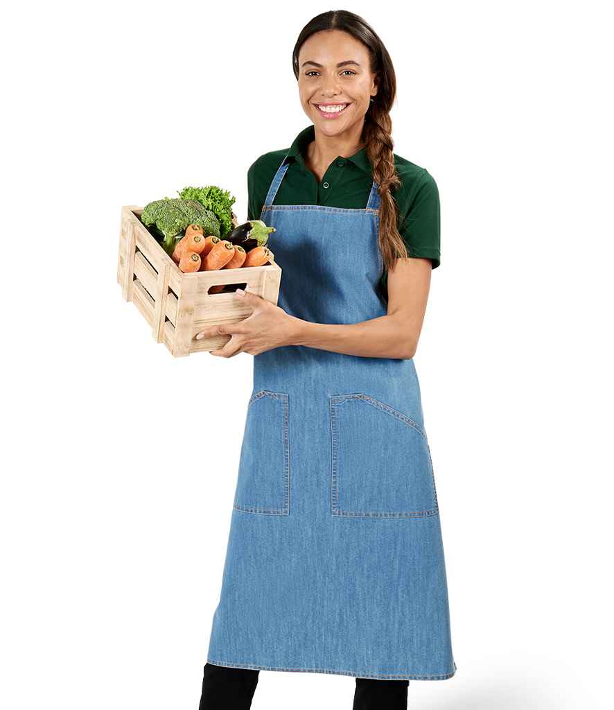 Brand Lab Denim Adjustable Bib Pocket Apron | Blue Denim