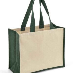Brand Lab Jute and Canvas Shopper | Natural/Forest Green