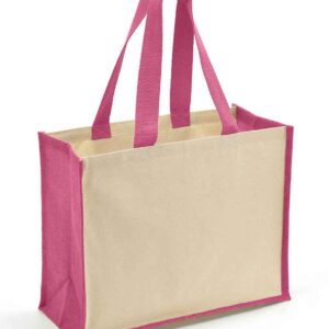 Brand Lab Jute and Canvas Shopper | Natural/Fuchsia