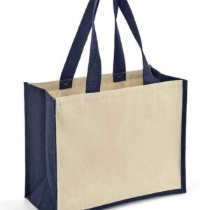 Brand Lab Jute and Canvas Shopper | Natural/Navy