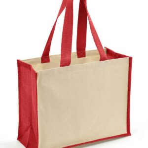 Brand Lab Jute and Canvas Shopper | Natural/Red