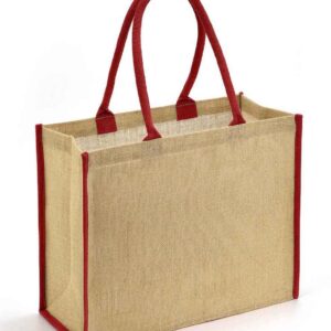Brand Lab Jute Tipped Shopper | Natural/Red