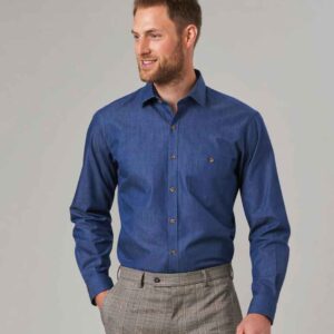 Brook Taverner Jasper Long Sleeve Chambray Shirt | Denim