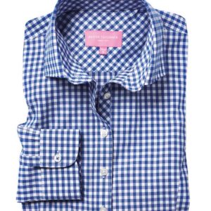 Brook Taverner Ladies Kansas Gingham Long Sleeve Shirt | Blue