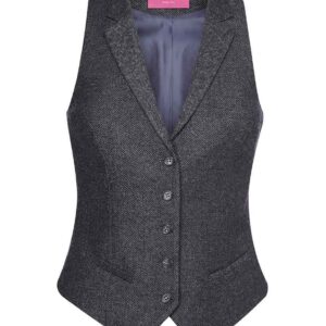Brook Taverner Ladies Nashville Waistcoat | Charcoal Herringbone