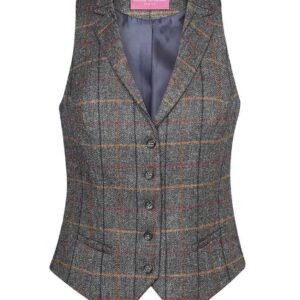 Brook Taverner Ladies Nashville Waistcoat | Grey Brown Check