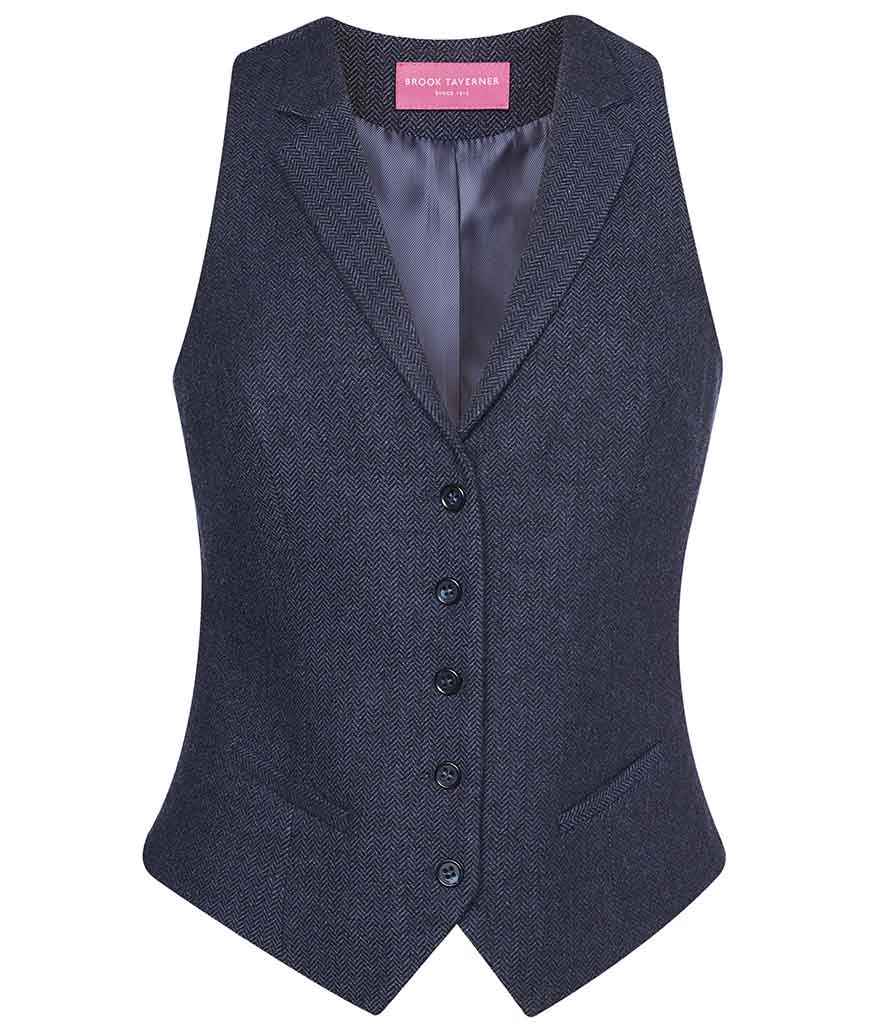Brook Taverner Ladies Nashville Waistcoat | Navy Herringbone