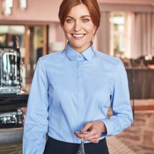 Brook Taverner Ladies Trevi Long Sleeve Poplin Shirt | Sky Blue