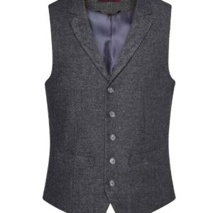 Brook Taverner Memphis Waistcoat | Charcoal Herringbone