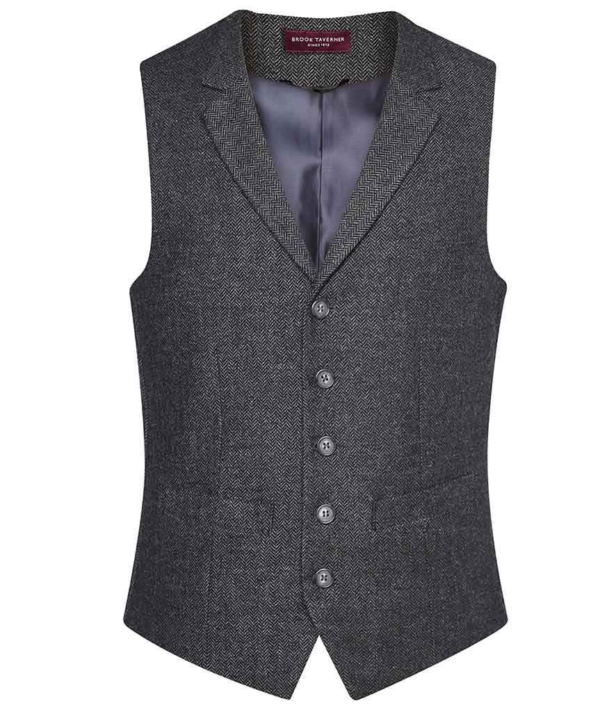 Brook Taverner Memphis Waistcoat | Charcoal Herringbone