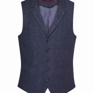 Brook Taverner Memphis Waistcoat | Navy Herringbone