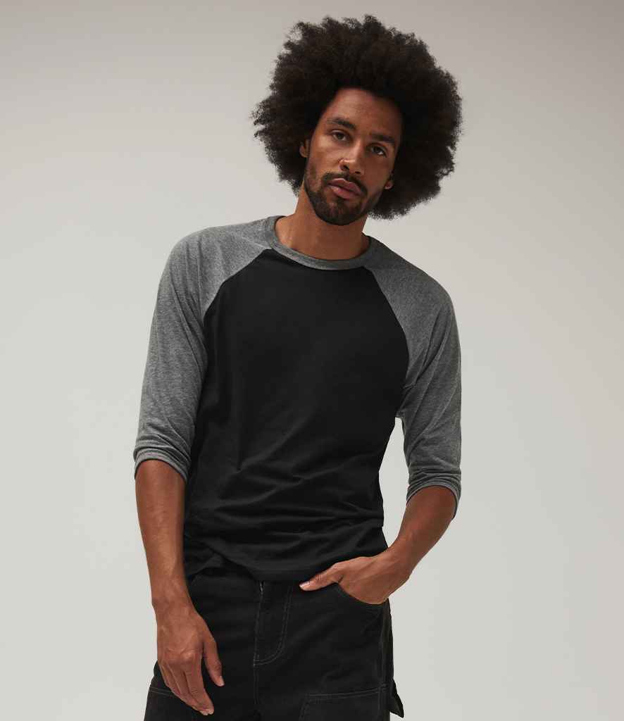 Canvas Unisex 3/4 Sleeve Baseball T-Shirt | Black/Deep Heather