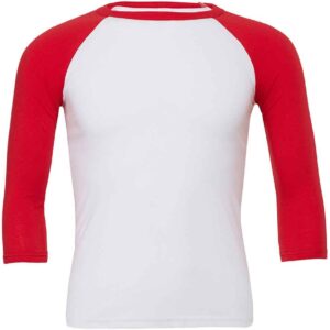 Canvas Unisex 3/4 Sleeve Baseball T-Shirt | White/Red