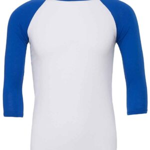 Canvas Unisex 3/4 Sleeve Baseball T-Shirt | White/Royal Blue