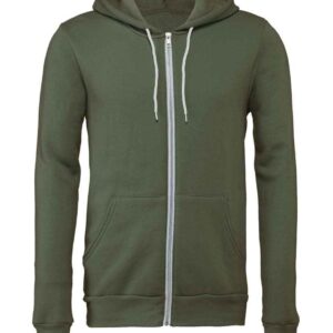Canvas Unisex Full Zip Hoodie | Military Green