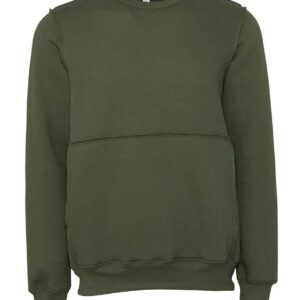 Canvas Unisex Raw Seam Crew Neck Pullover | Military Green