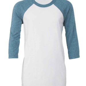 Canvas Youths 3/4 Sleeve Baseball T-Shirt | White/Denim Tri-Blend