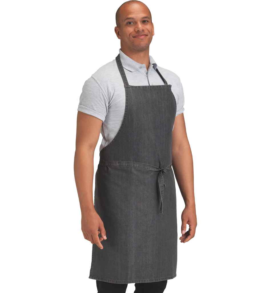 Dennys Cross Dyed Denim Bib Apron | Black Denim