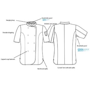 Dennys Ladies Short Sleeve Premium Chef's Jacket | Black