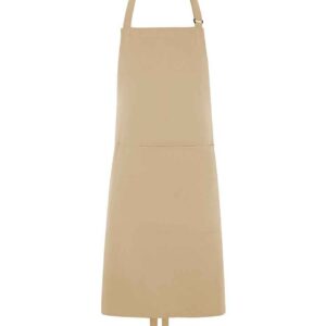Dennys Polyester Bib Apron with Pocket | Biscuit