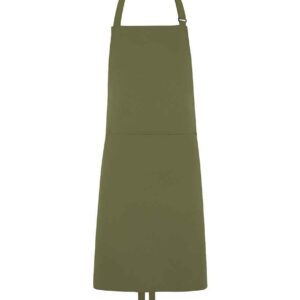 Dennys Polyester Bib Apron with Pocket | Olive Green