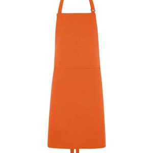Dennys Polyester Bib Apron with Pocket | Orange