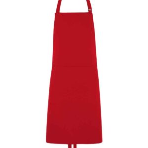 Dennys Polyester Bib Apron with Pocket | Red