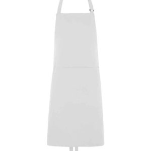 Dennys Polyester Bib Apron with Pocket | White