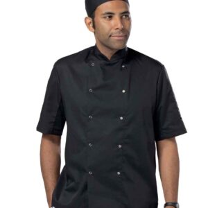 Dennys Short Sleeve Press Stud Chef's Jacket | Black