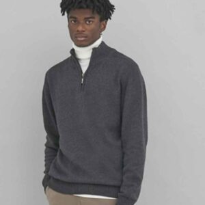 Ecologie Unisex Wakhan Zip Neck Sustainable Sweater | Charcoal