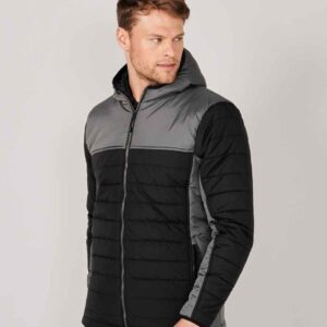 Finden and Hales Contrast Padded Jacket | Black/Gunmetal