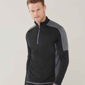 Finden and Hales Contrast Zip Neck Midlayer Top | Black/Gunmetal