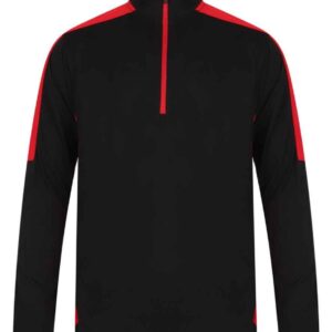 Finden and Hales Contrast Zip Neck Midlayer Top | Black/Red