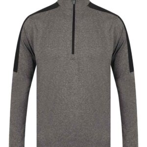 Finden and Hales Contrast Zip Neck Midlayer Top | Grey Marl/Black