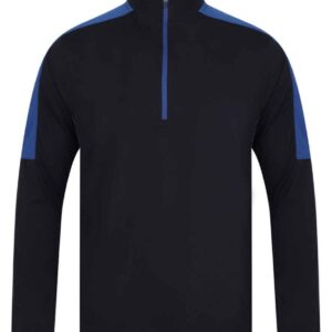 Finden and Hales Contrast Zip Neck Midlayer Top | Navy/Royal Blue