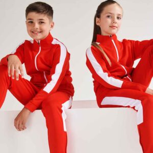 Finden and Hales Kids Knitted Tracksuit Top | Red/White
