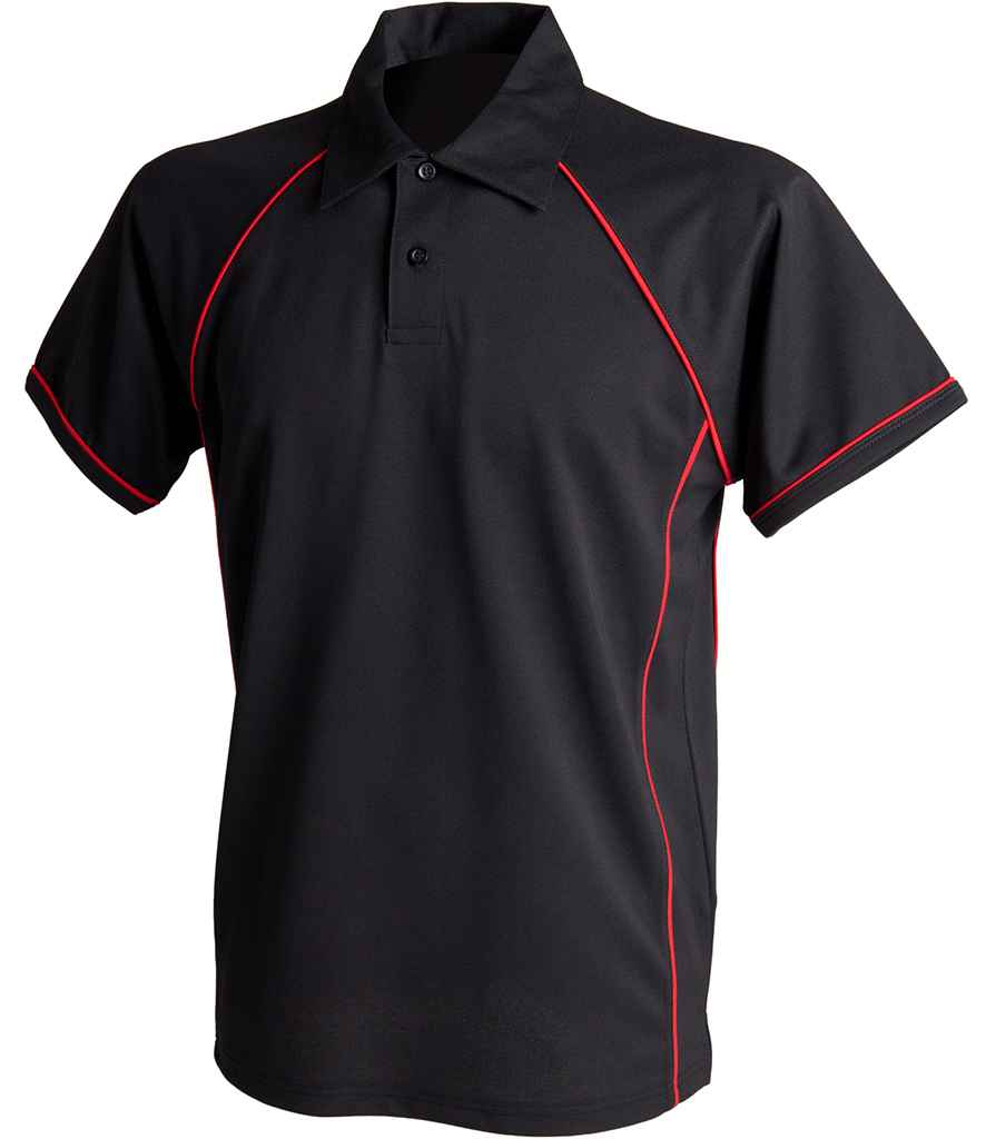 Finden and Hales Kids Performance Piped Polo Shirt | Black/Red